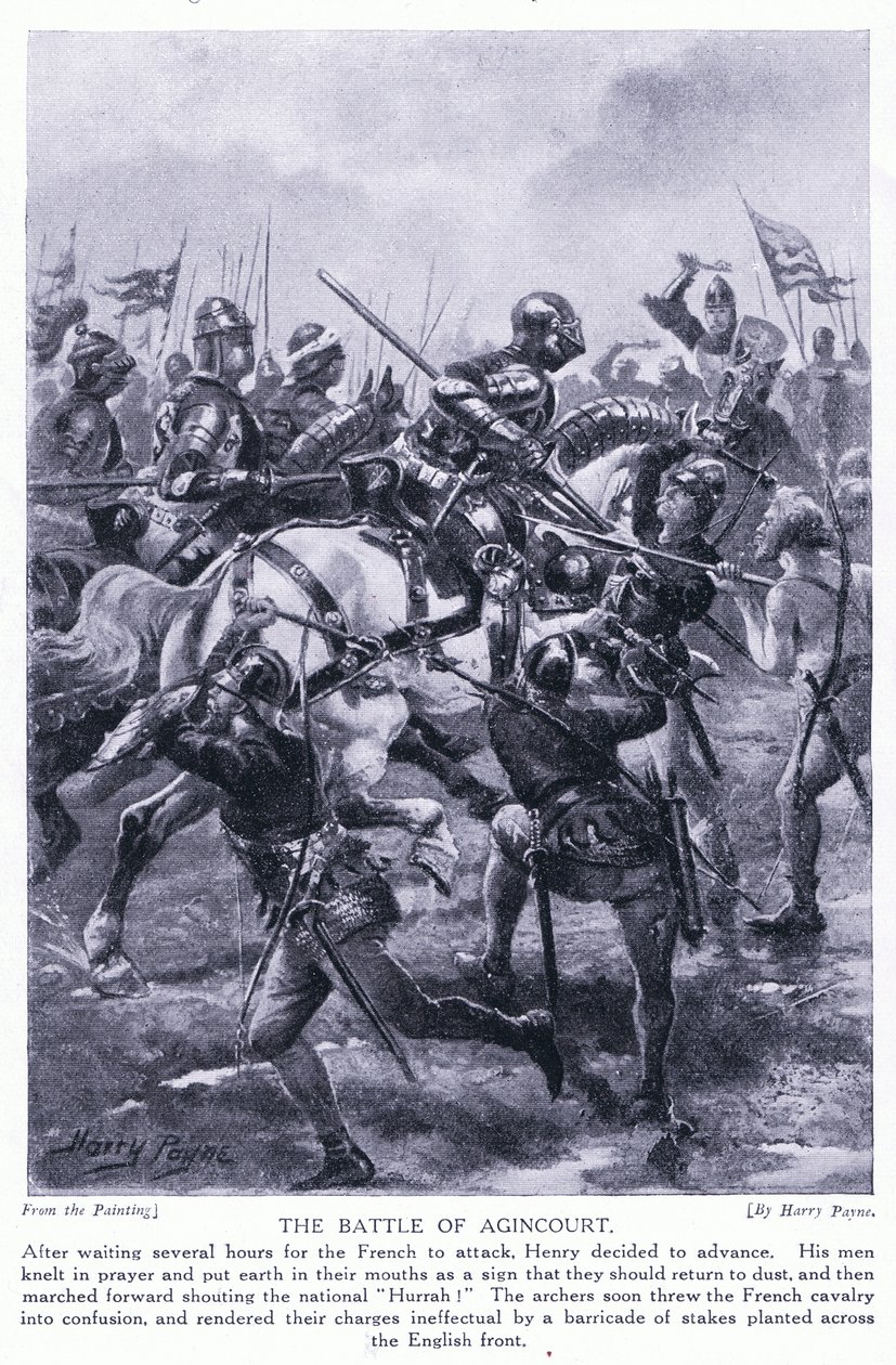 アジンクールの戦いAD1415、1920年代 作： ヘンリー・A・ペイン