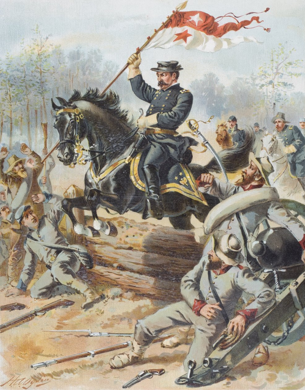 1865年4月1日、バージニア州ファイブフォークスの戦いでのシェリデン将軍 作： ヘンリーアレクサンダーオグデン
