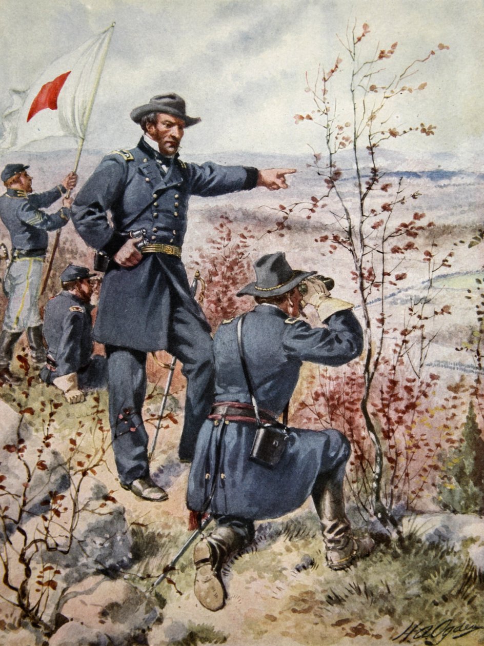 1864年10月4日、アラトゥーナ峠の戦いの最中のケネソーマウンテンのシャーマン将軍 作： ヘンリーアレクサンダーオグデン