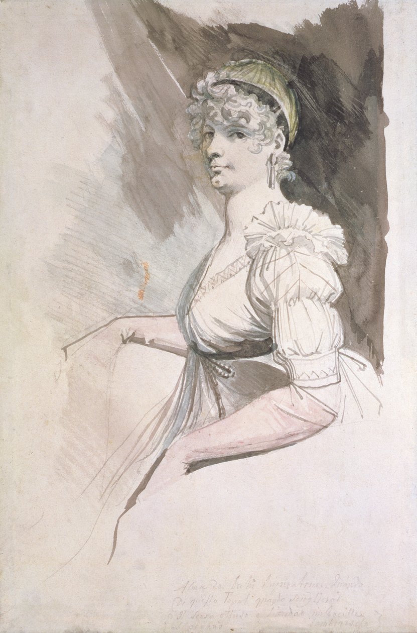 Fuseli夫人の肖像、c.1798（紙に鉛筆でトイレ） 作： ヨハン・ハインリヒ・フスリ