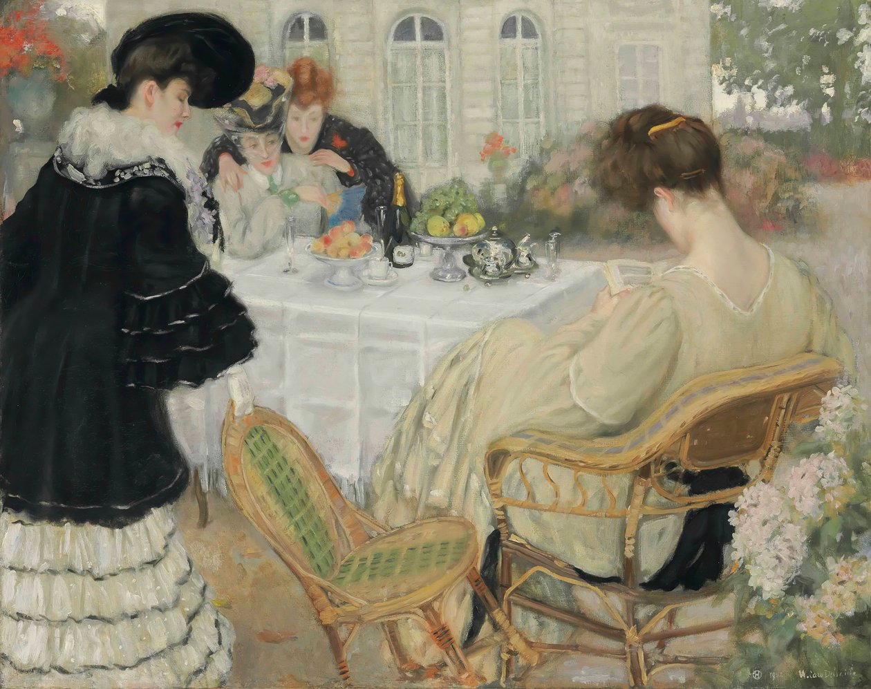 お茶を飲む女性、1902年。 作： ヘンリー・カロ・デルベイユ