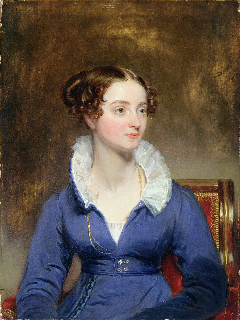 青いドレスの若い女性、1825年 作： ヘンリー・インマン