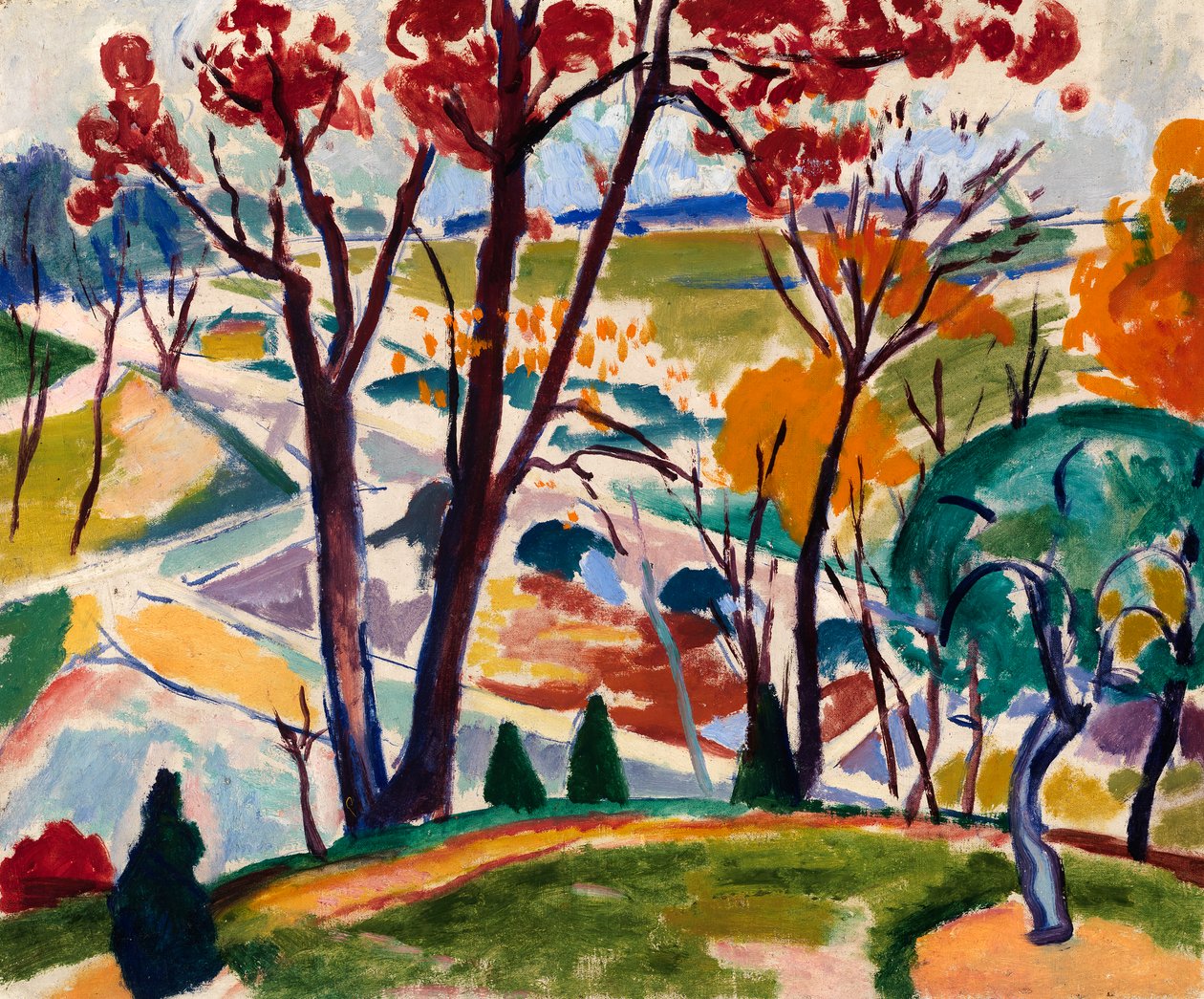 風景、橋、ハンティンドン バレー、カリフォルニア州。 1915-1916。 作： HenryLymanSaÿen