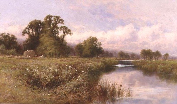 Meadow Landscape near Marlow-on-Thames（油彩・キャンバス） 作： ヘンリー・パーカー