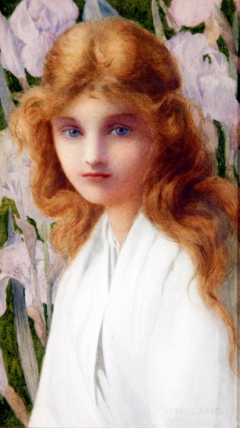 アヤメ」1885年頃（チョークにテンペラ） 作： ヘンリー・ライランド