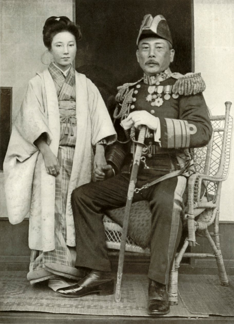 上村副提督とその娘星子、1910年。 作： ハーバート・ポンティング
