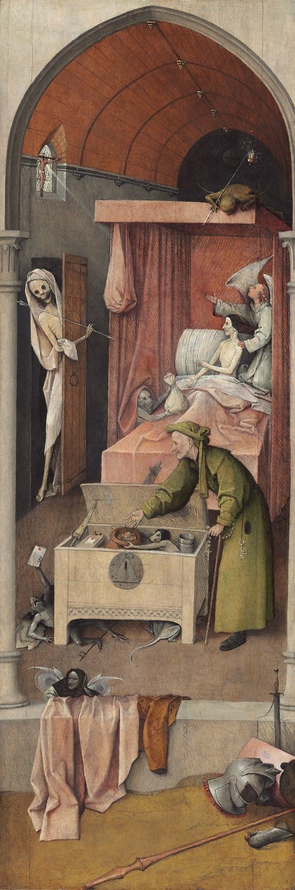 死とマイザー、c.1485-90（パネルに油彩） 作： ヒエロニムス・ボッシュ