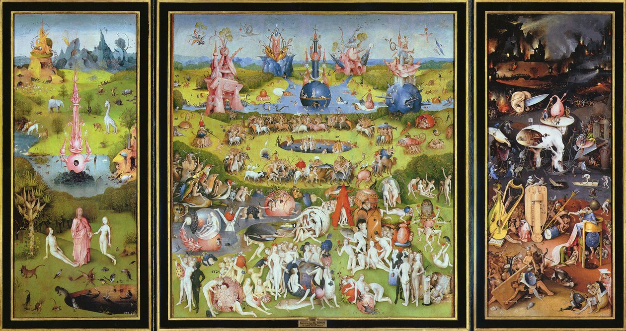 The Garden of Earthly Delights」（1500年代）。 作： ヒエロニムス・ボッシュ