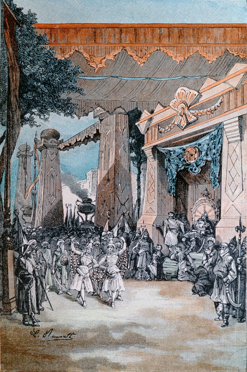 Jules Verne（1828-1905）による「Michel Strogoff」のイラスト（カラー彫刻） 作： ヒポリットレオンベネット