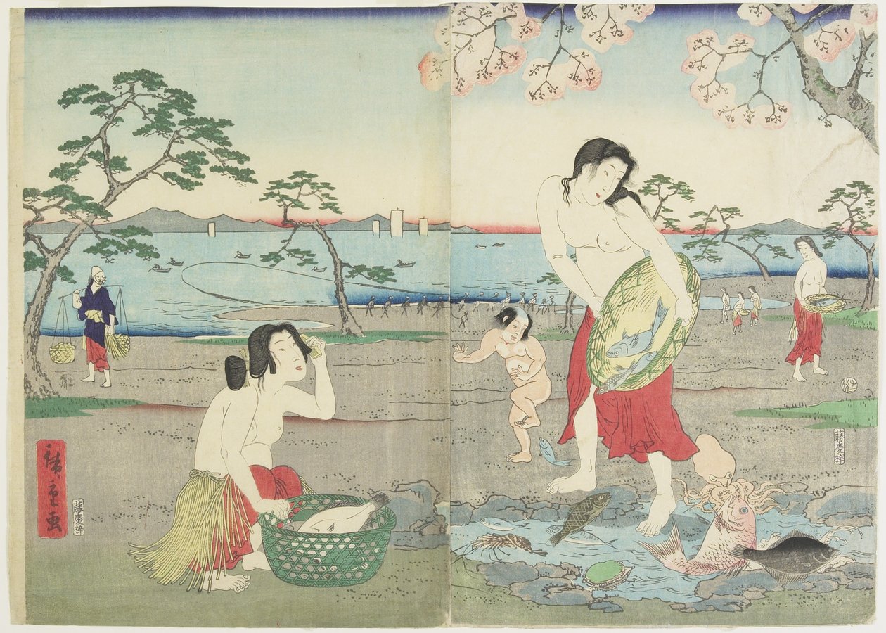 （Fisherwomen）、1864年3月 作： 二代広重
