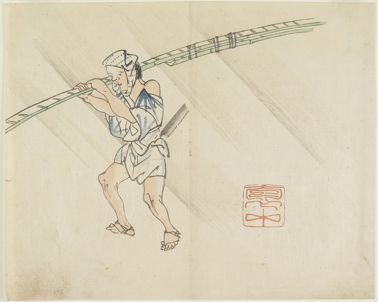 （バンブーポールベンダー）、c。 1830 作： 奉行