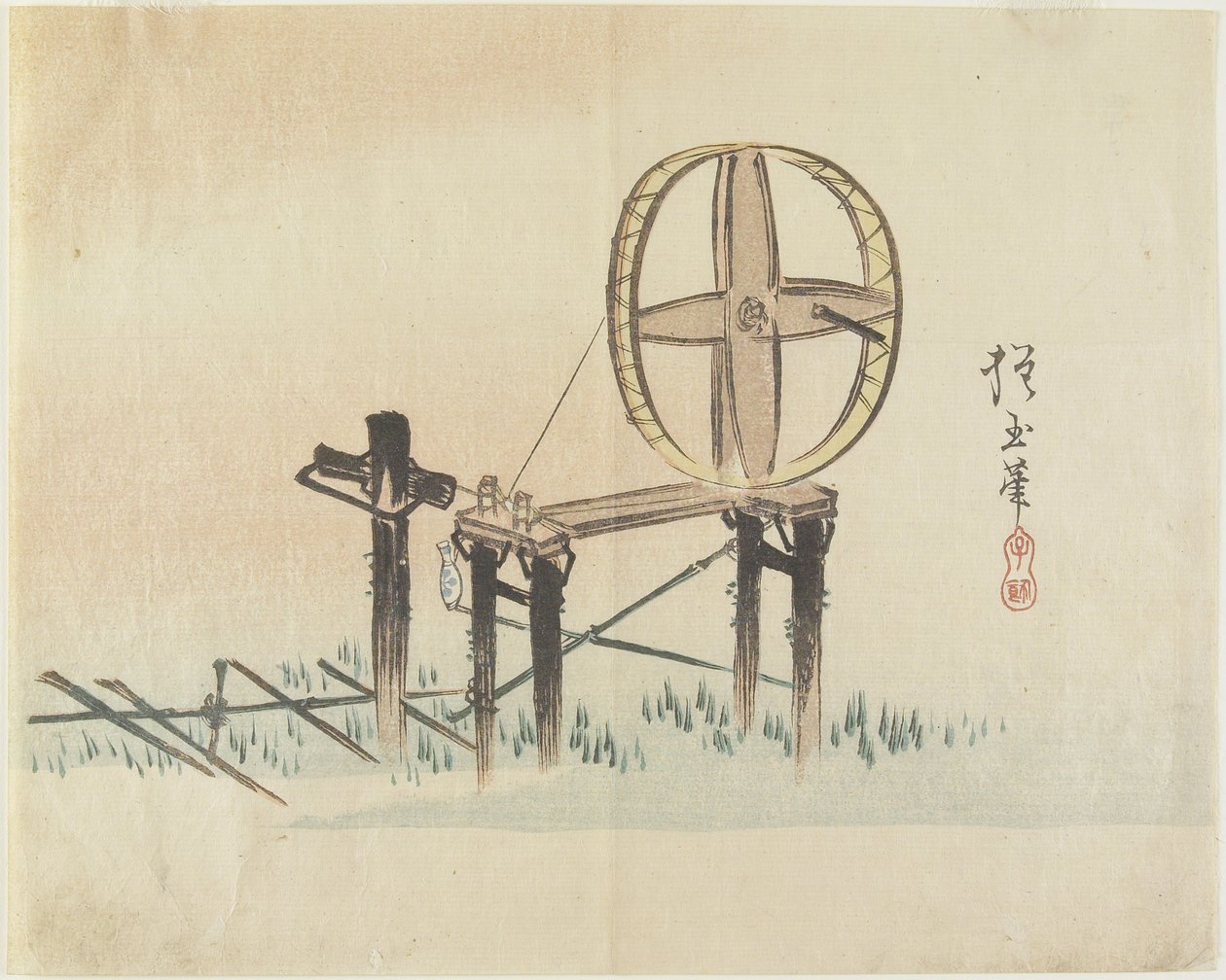 （スピニングホイール）、c。 1830 作： 奉行