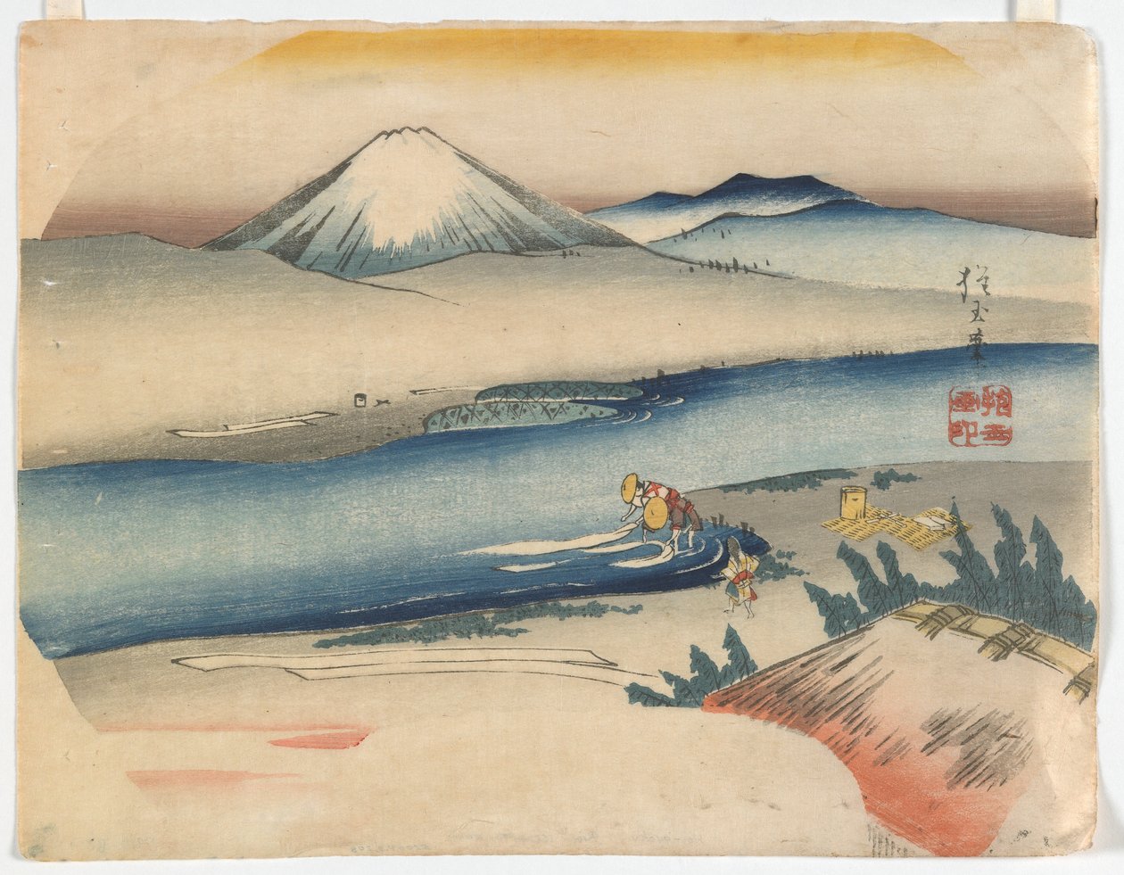 江戸時代の富士山、1840年頃（カラー版画） 作： 奉行
