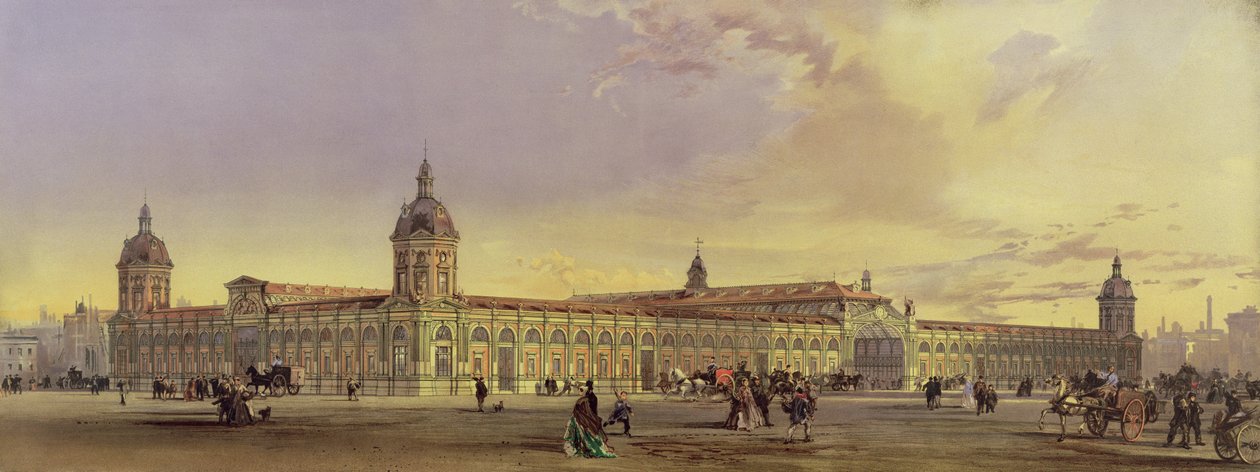 建築家（クロモリト）による絵画の後、1868年にロンドンのスミスフィールドにあるメトロポリタンの食肉および家禽市場 作： ホレス・ジョーンズ