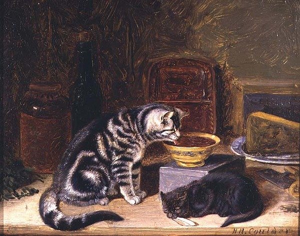 2匹の猫 作： Horatio Henry Couldery