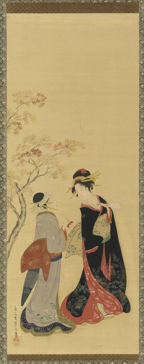 四季折々の美-秋、江戸時代、18世紀後半から19世紀初頭（シルク、インク、カラー、ゴールド） 作： 細田栄司