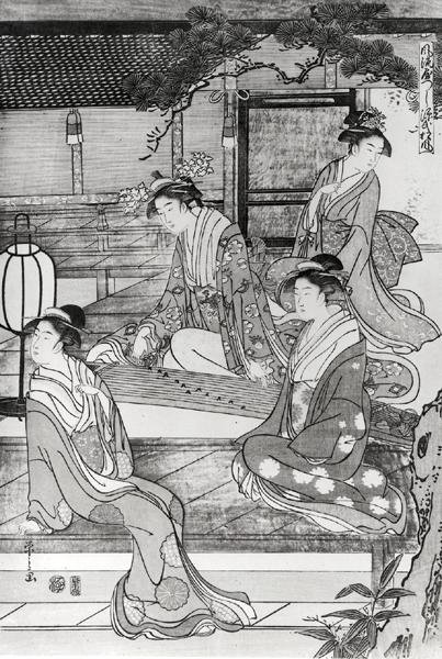琴を弾く女性 作： 細田栄司