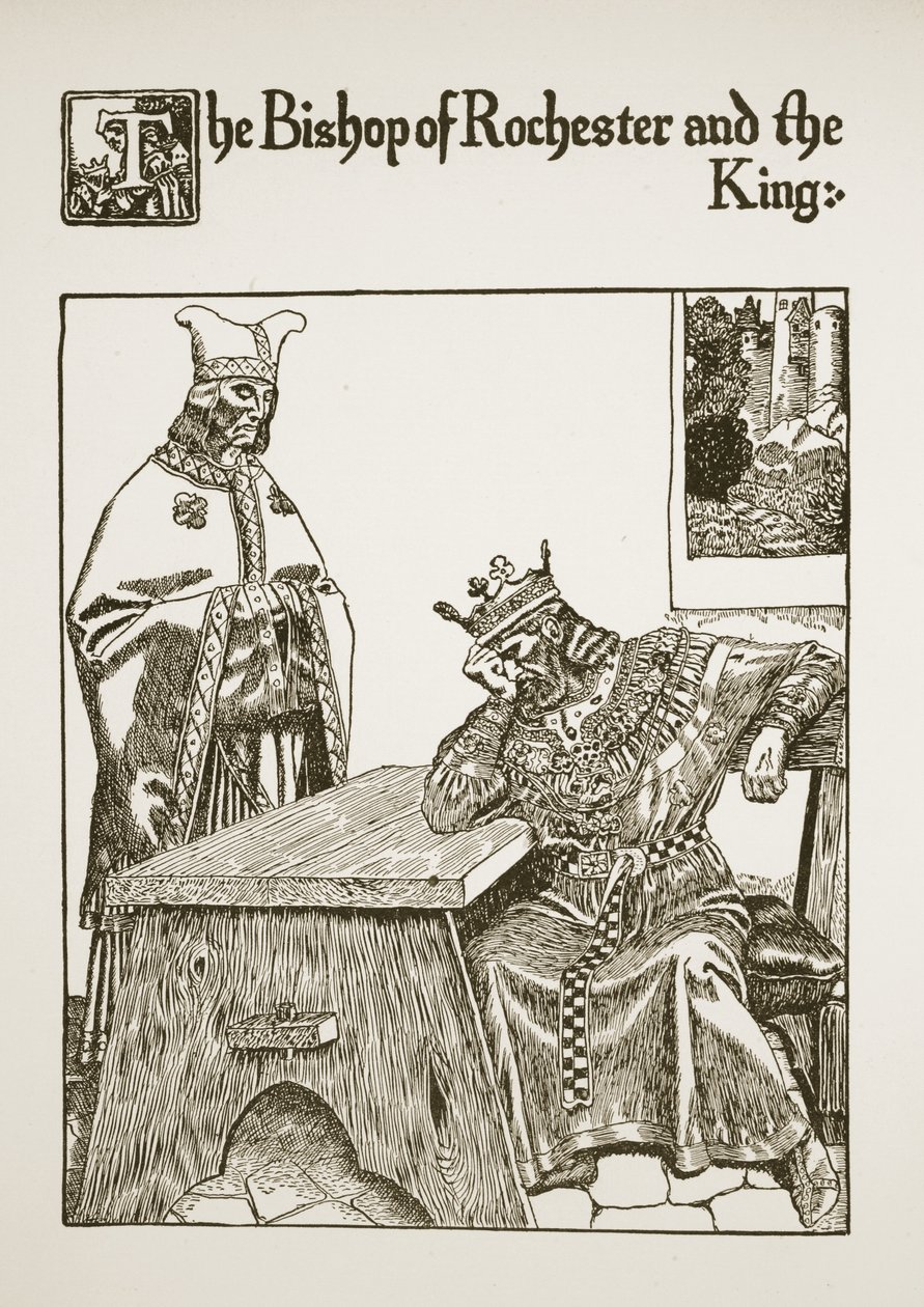 ロチェスターと王の司教、「杯の物語とアーサーの通過」の挿絵、1910年頃 作： ハワード・パイル