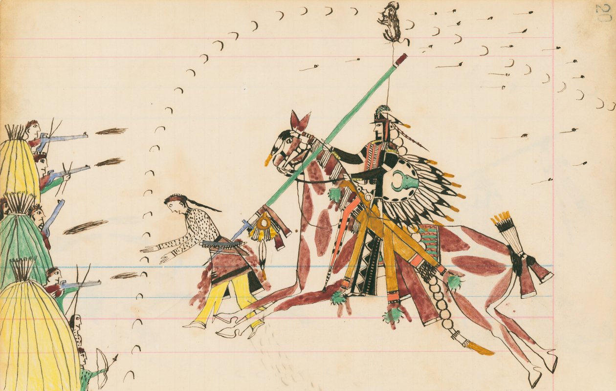 ポーニーズ、1874-75（台帳上のペン、インク、トイレ） 作： ハウリングウルフ