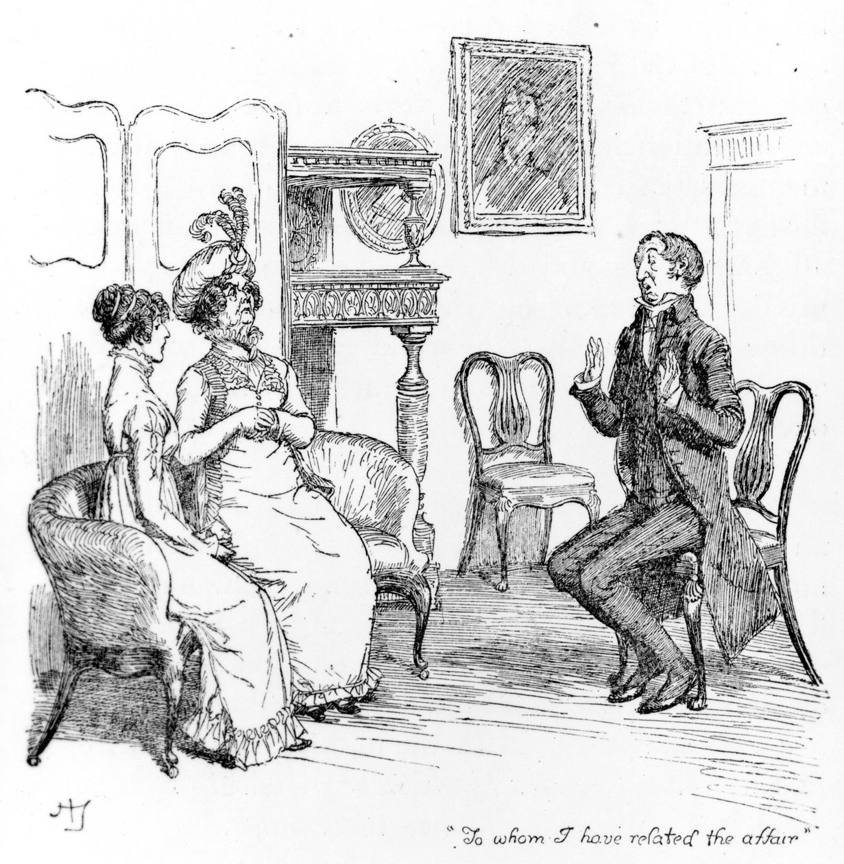 ジェーン・オースティンの「プライドと偏見」のイラスト、1894年に発行されたエディション 作： ヒュー・トムソン