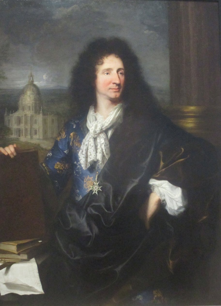 フランス国王ルイ14世（1643-1715）の建築家、ジュール・アルドゥアン・マンサールの肖像 作： ヒヤシンス・フランソワ・リゴー