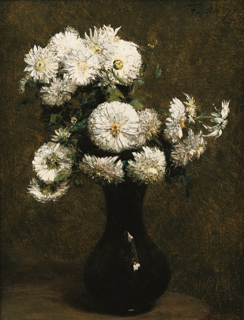 菊; Chrysanthemes、1871 作： イグナス・アンリ・ジャン・ファンタン・ラトゥール
