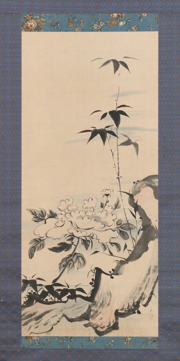 牡丹と竹、約。 1768年。 作： 池玉瀾蘭