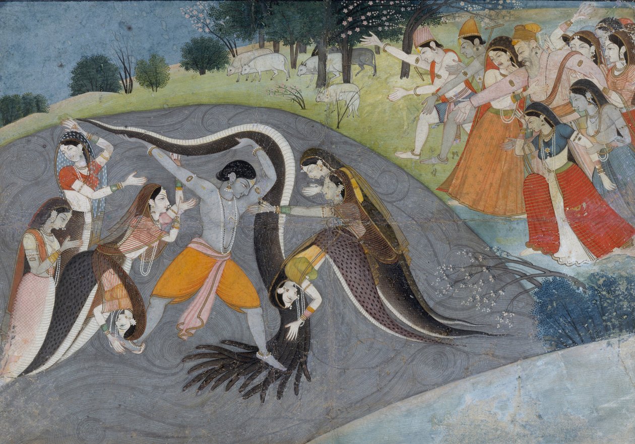 クリシュナヘビの悪魔、カリヤの従順、1785年頃 作： インドの学校