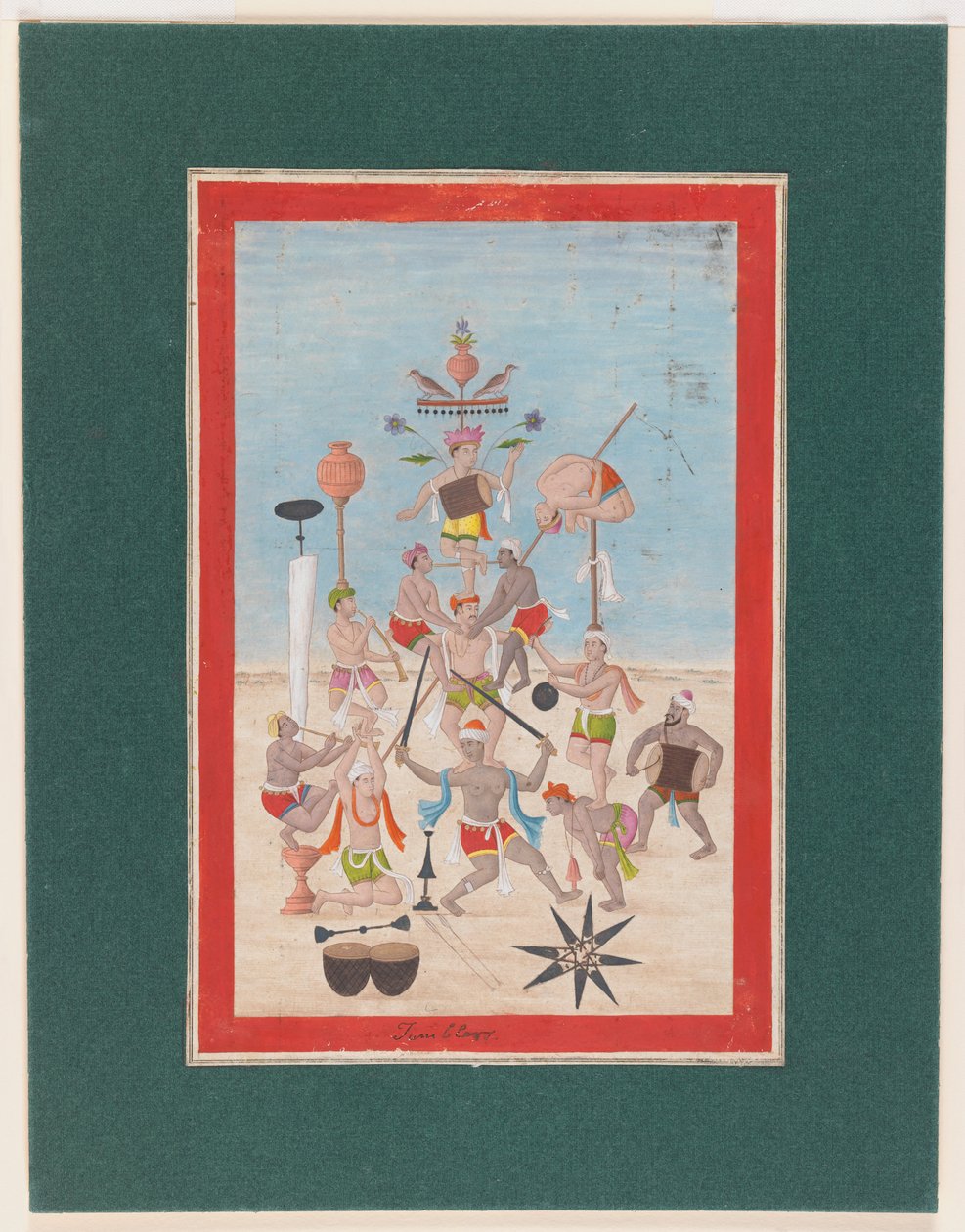 ミニチュア絵画、c.1810（紙にトイレ） 作： インドの学校