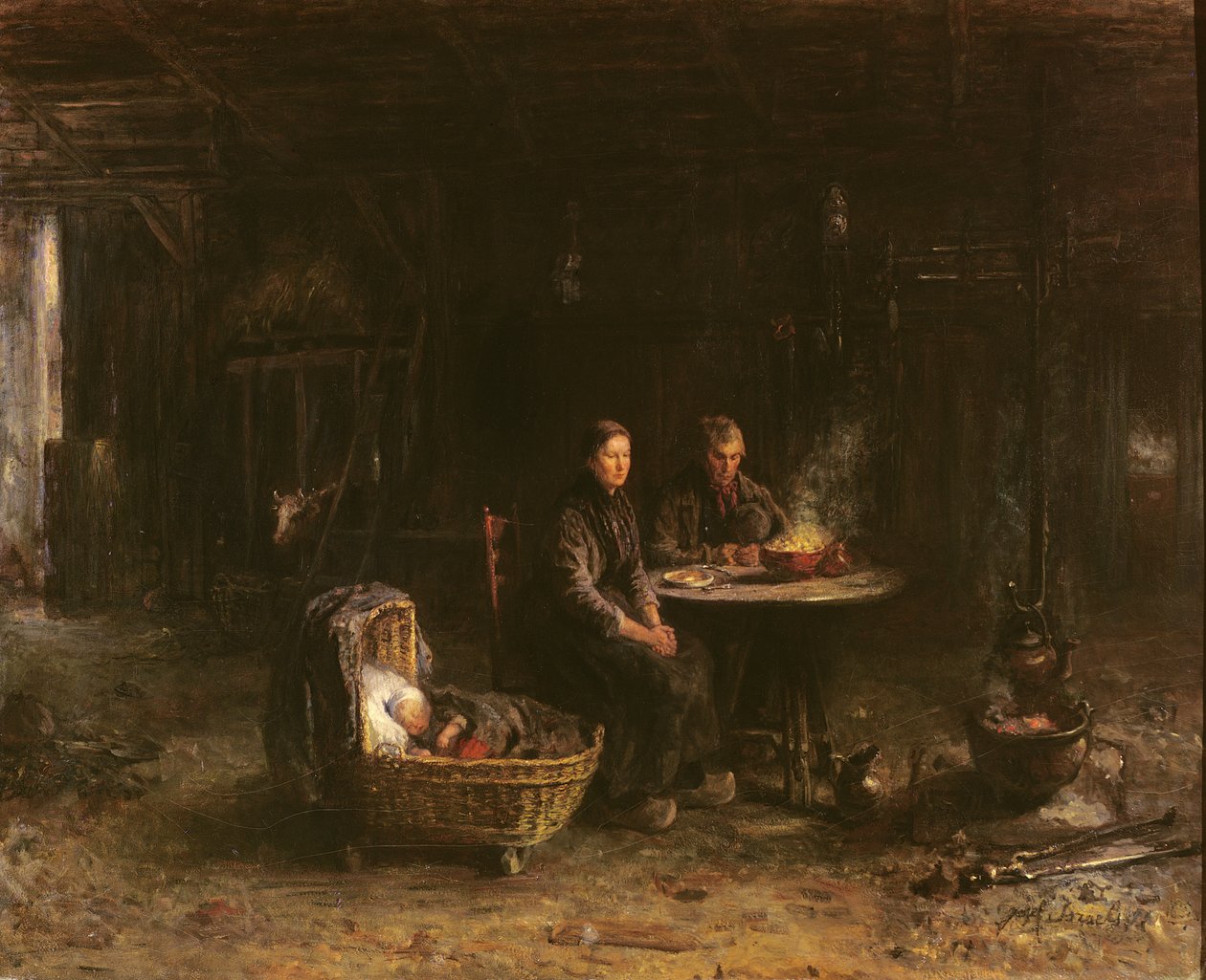 1885年、デルデン近くのカールスハーフェンの農場で昼食 作： アイザックイスラエル