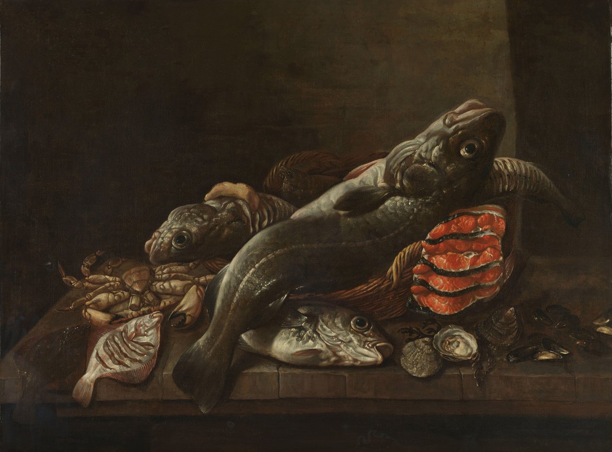 魚のある静物 作： アイザック・ファン・デュイネン