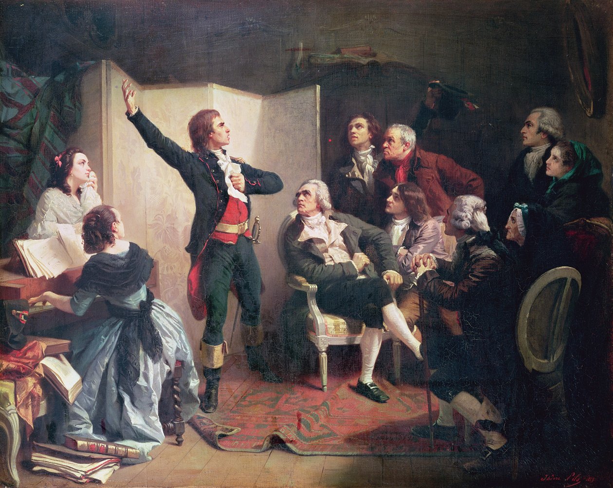1792年4月26日、ストラスブール市長、ディートリッヒの家でマルセイエーズを歌うルージェドゥリスル（1760-1836） 作： イシドール・ピルス