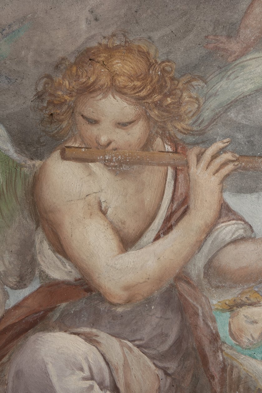 フルートを演奏する天使、1623-34 作： イシドロ・ビアンキ