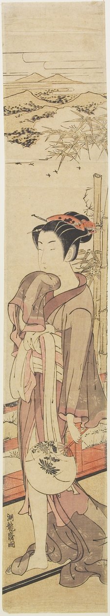 （ベランダの女の子の冷却）、c。 1772-1781 作： Is田流彩