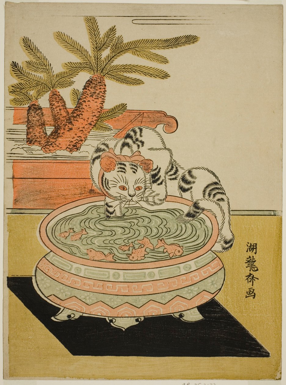 金魚を撫でる猫 作： Is田流彩