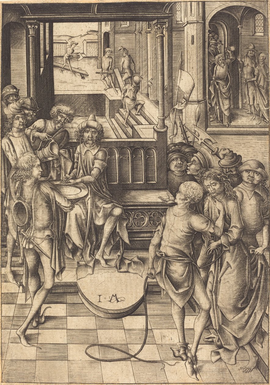 ピラトの前のキリスト、c。 1480年。 作： イスラエル・ファン・メッケネム