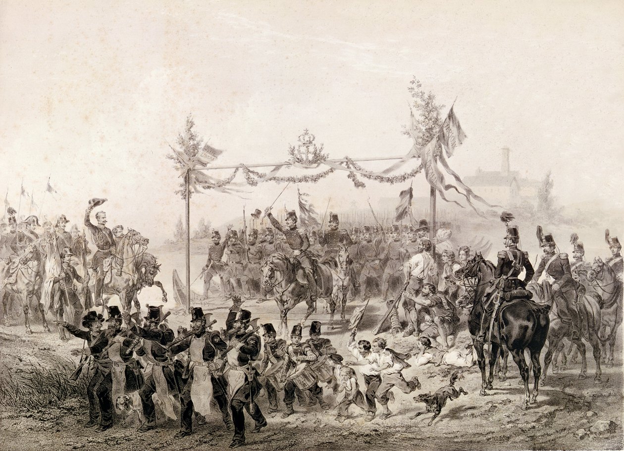 チャールズアルバート1世（1798〜1849年）テリシンを渡るピエモンテ軍を担当するカリニャン王子 作： イタリア語学校