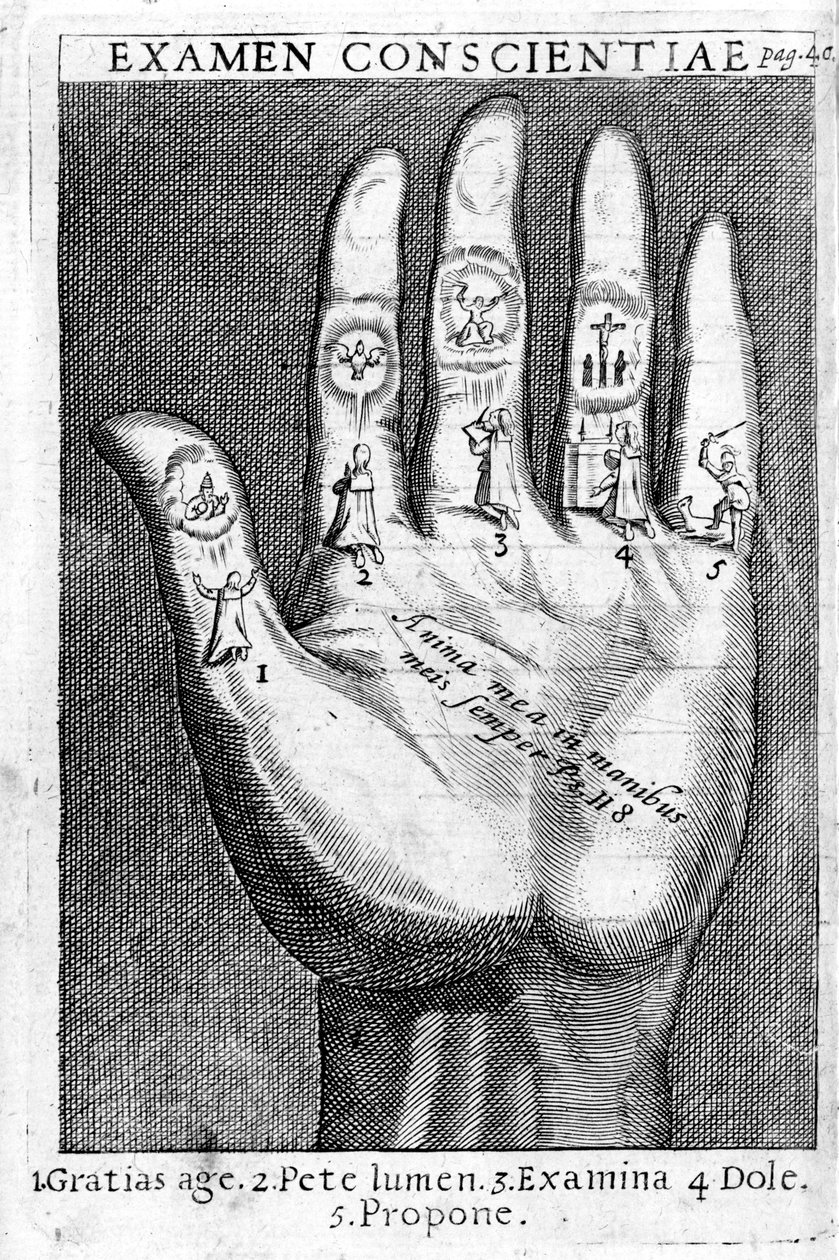 セントよる「精神的な演習」から良心の検討、 1689年に印刷されたイグナティウス・ロヨラ、 作： イタリア語学校