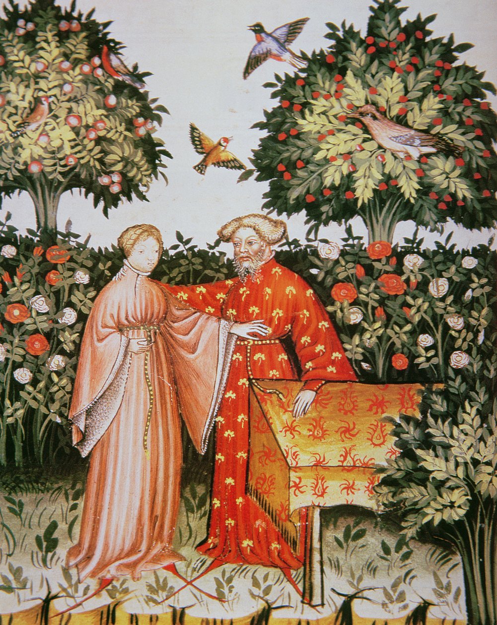 Fol.104v幸福の寓意、Tacuinum Santiatis Codex Vindobonensisのイラスト 作： イタリア語学校