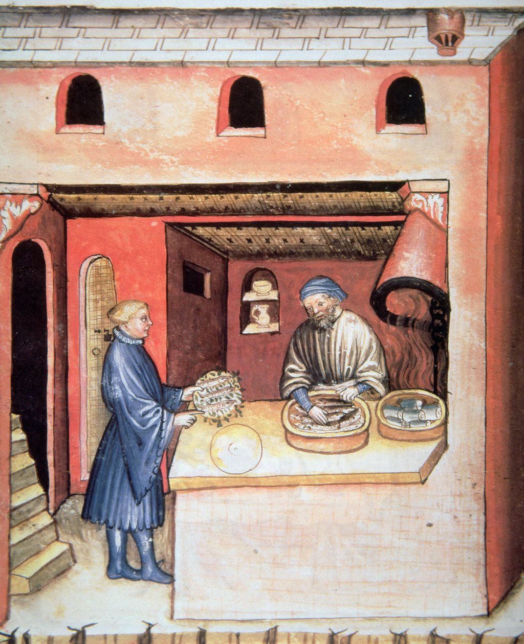 Fol.83v酢に漬けた魚、Tacuinum Santiatis Codex Vindobonensisのイラスト 作： イタリア語学校