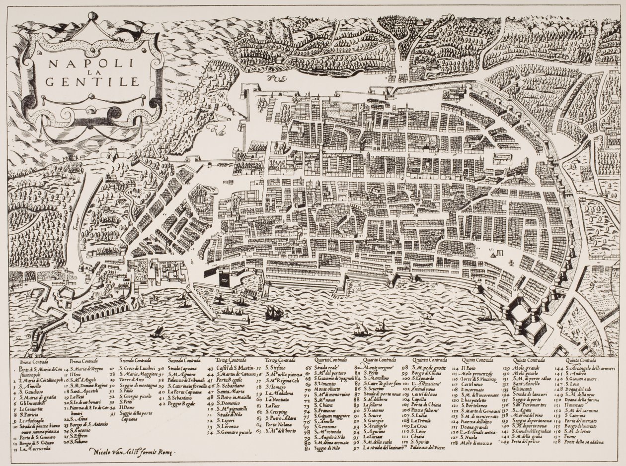 ナポリの地図、1600年頃 作： イタリア語学校