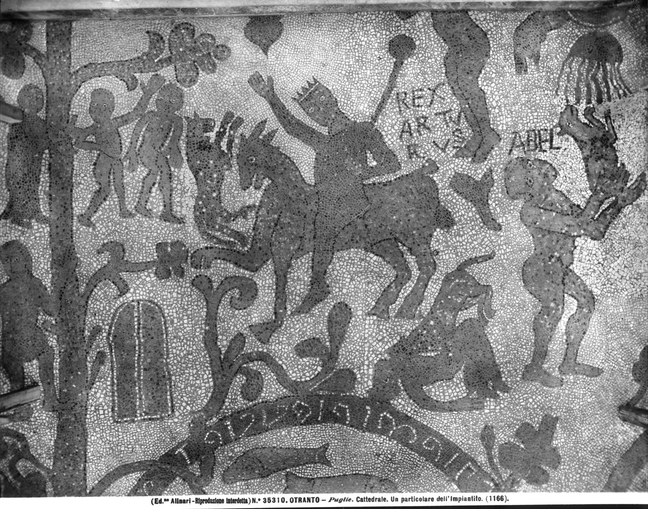 アーサー王を描いた舗装、1166年（モザイク） 作： イタリア語学校