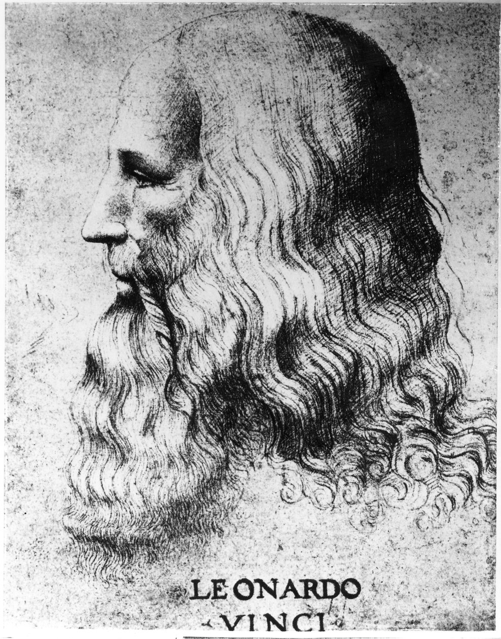 レオナルドダヴィンチ（1452〜1519年）の肖像画、フランチェスコバルトロッツィ（c.1727-1815）の彫刻 作： イタリア語学校