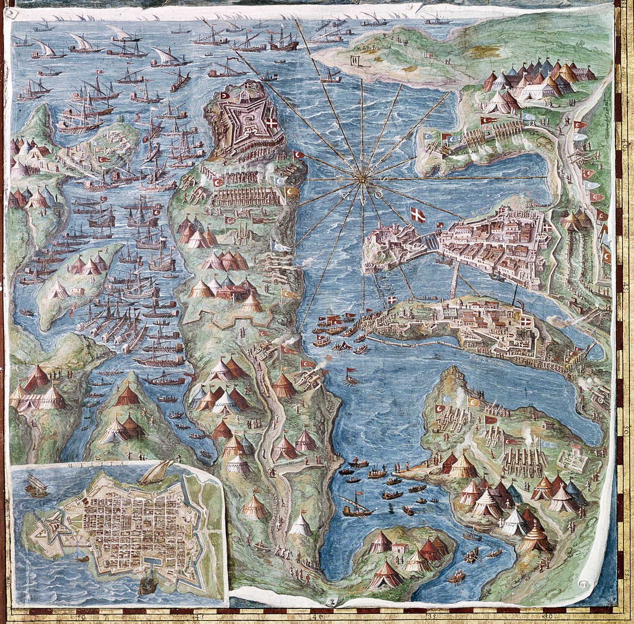 マルタ包囲戦、「地理地図のギャラリー」の詳細、1580-83（260199も参照） 作： イタリア語学校