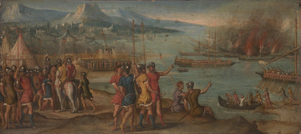 海戦、c。 1580 作： イタリアのマスター