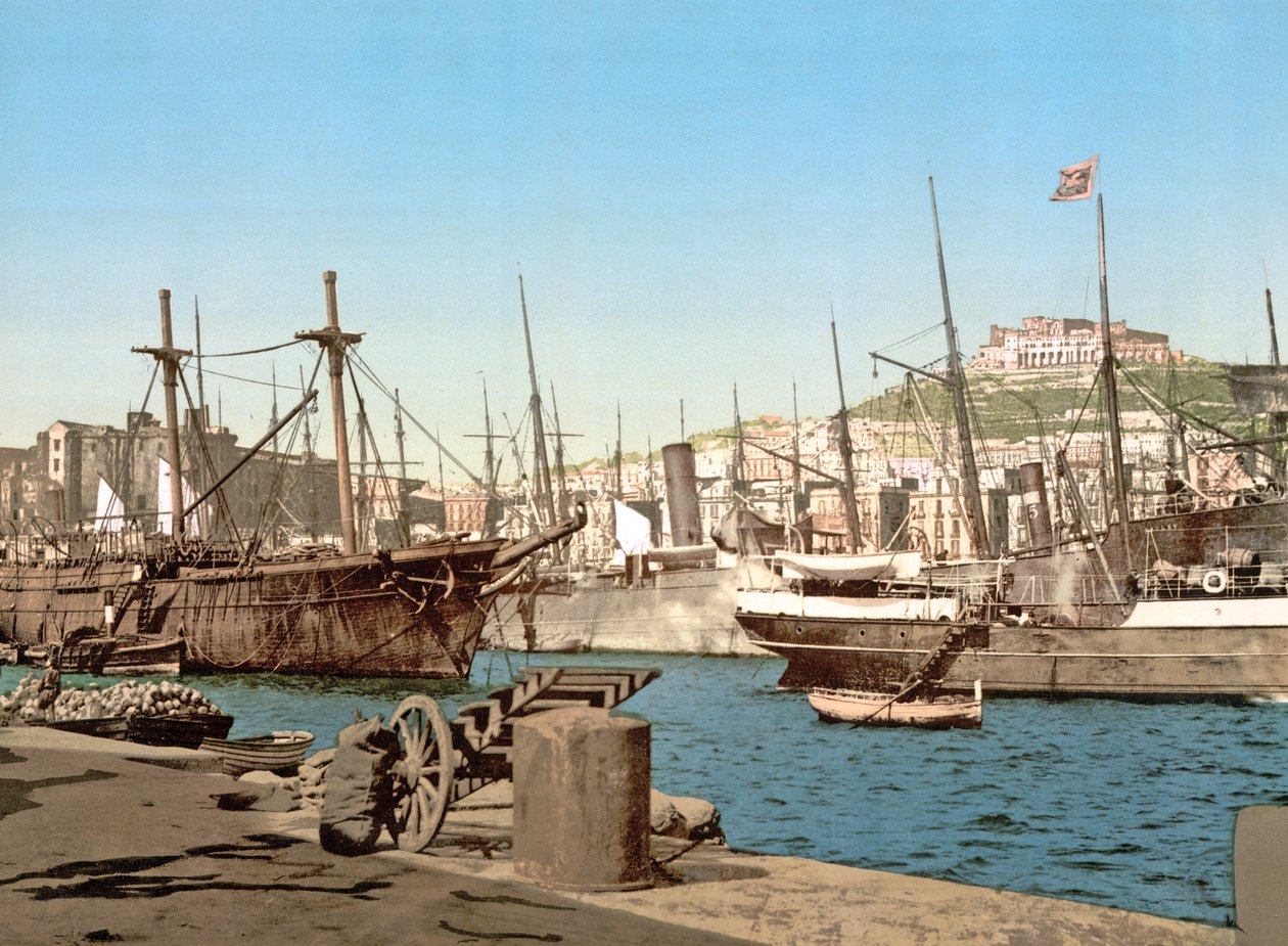 ナポリ港、パブ。 1891年頃 作： イタリアの写真家