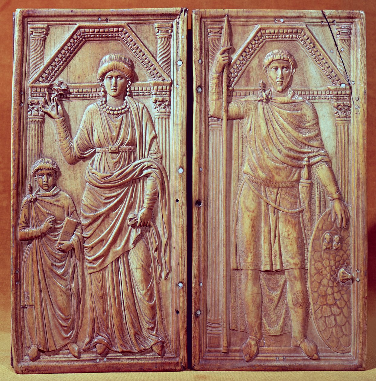 Stilicho（c.365-408）、SerenaおよびEuchariusを描いた二部祭壇画 作： イタリア語学校