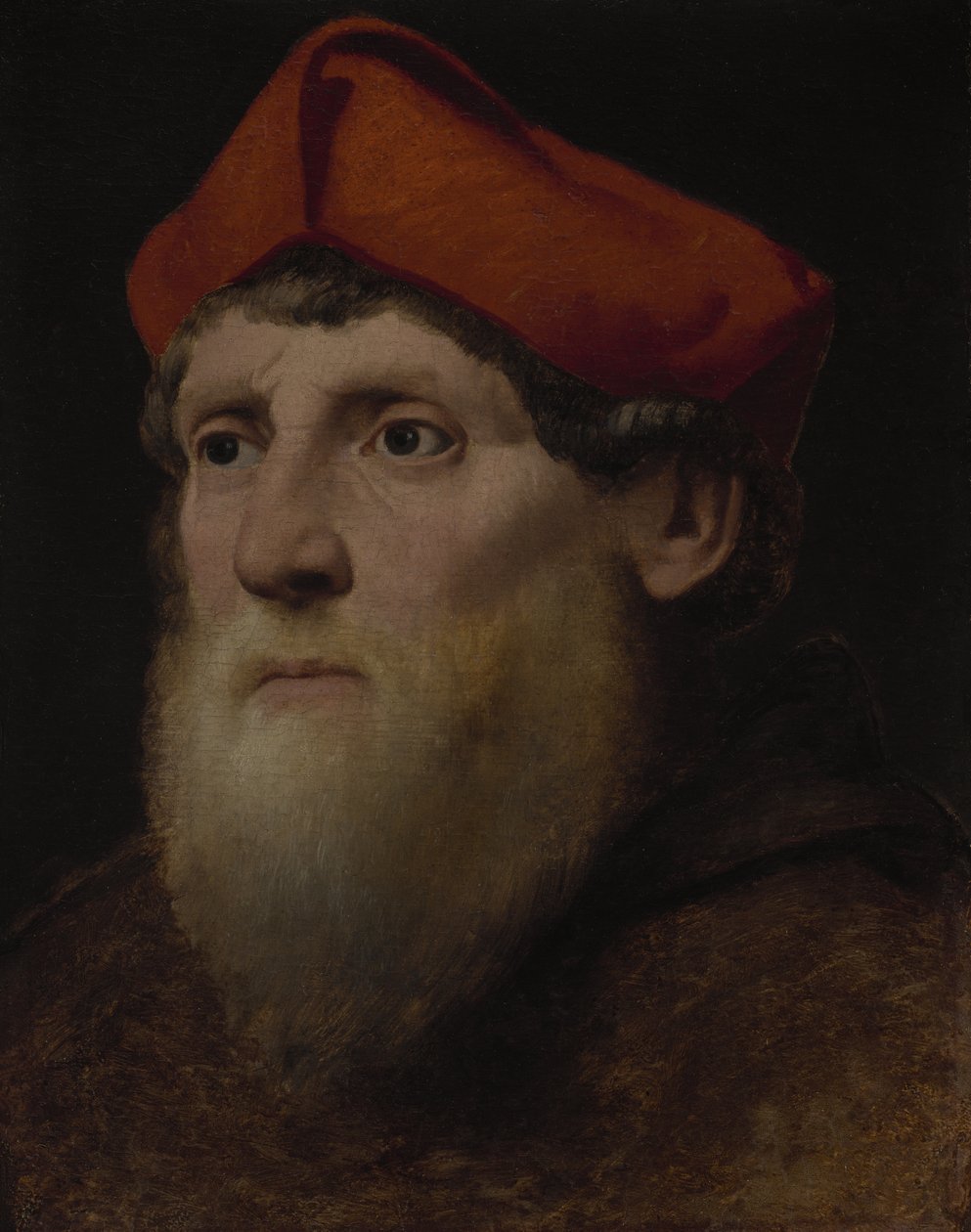 ひげを生やした高位聖職者の肖像、c.1520-40 作： イタリア語学校