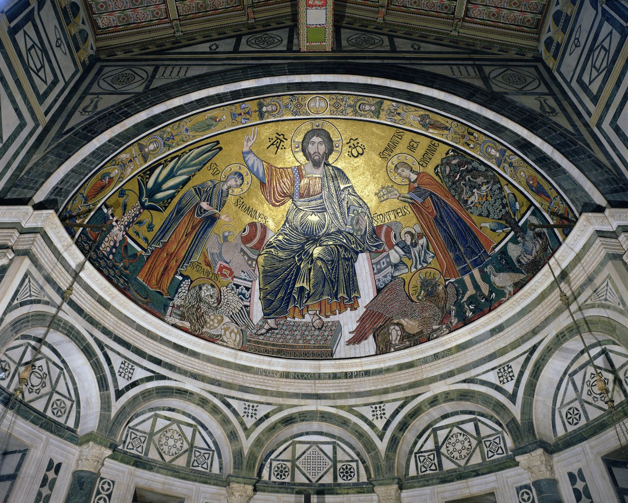 キリストの祝福、1297年（モザイク） 作： イタリア語学校