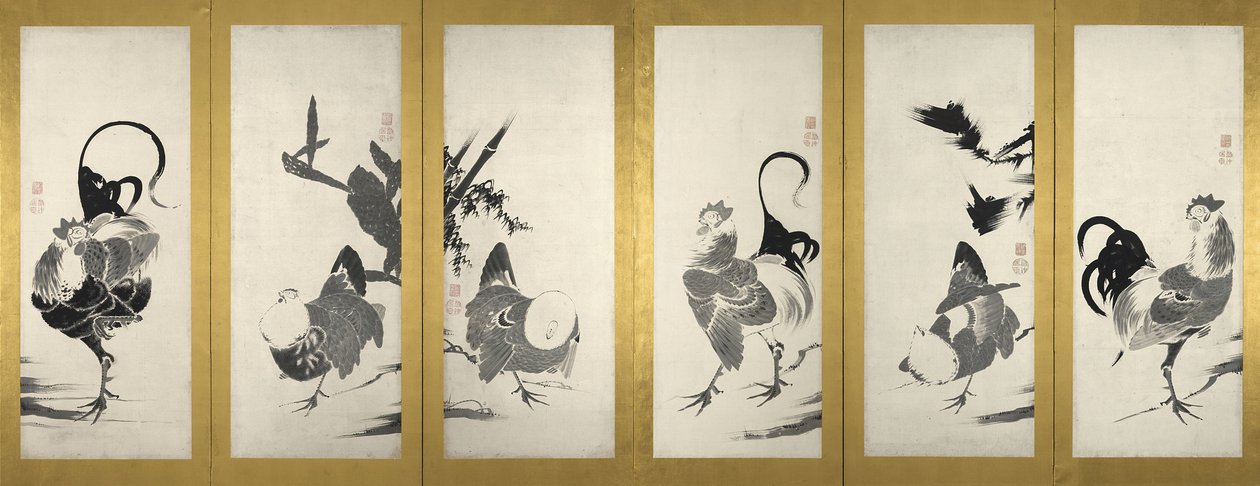 一対の屏風の一方 作： 伊藤若chu